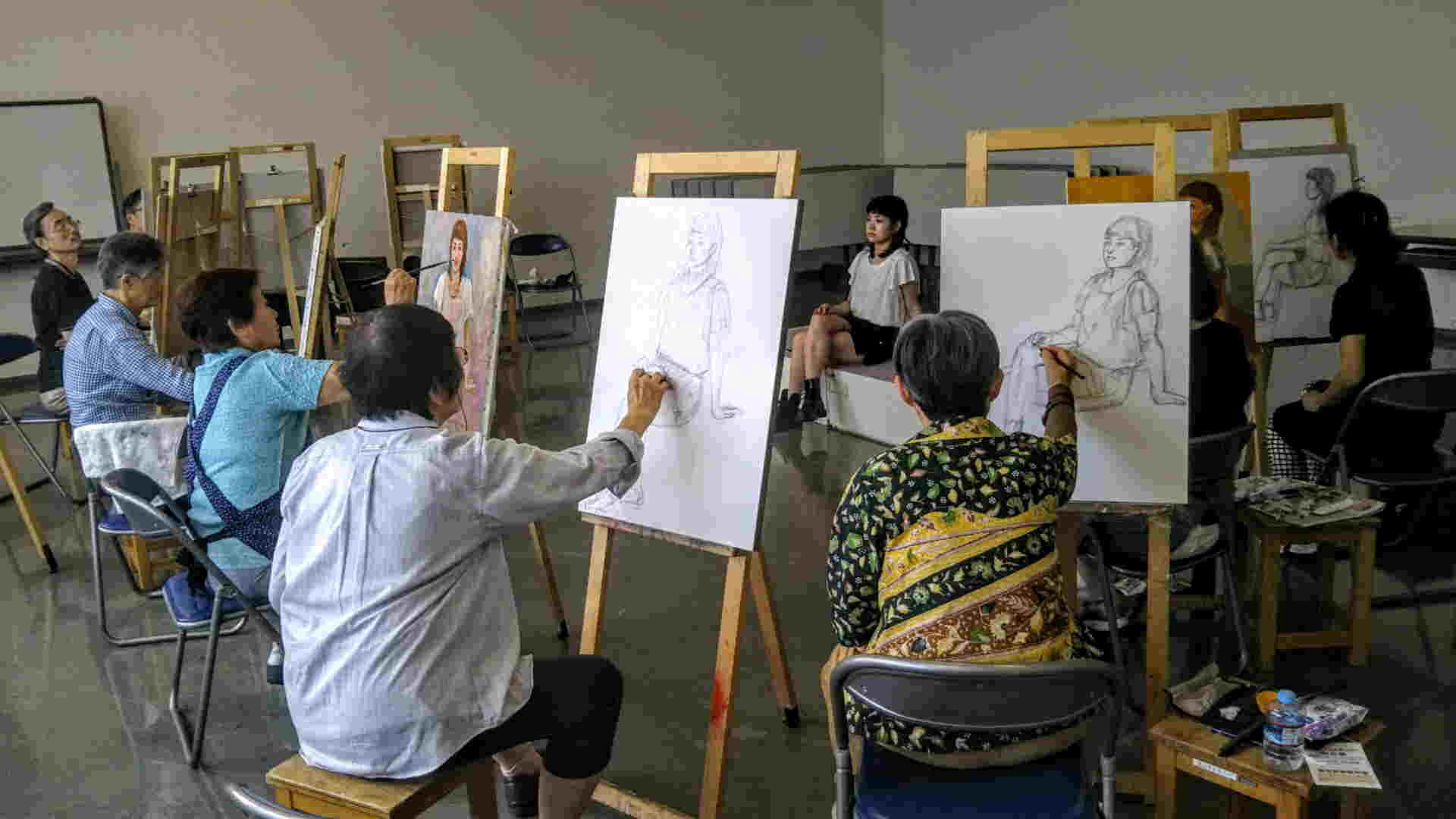 人物画教室 授業風景
